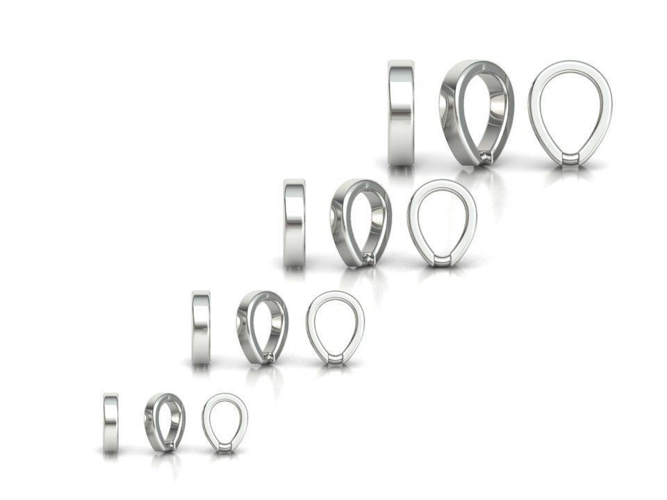 DIAMOND BAILS PACKAGE 4 different size for Pendants Necklaces 3D print model_31