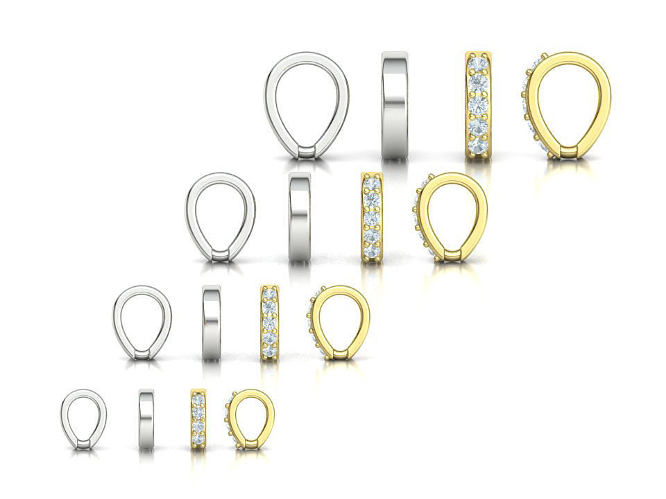 DIAMOND BAILS PACKAGE 4 different size for Pendants Necklaces 3D print model_11