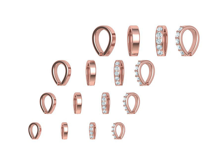 DIAMOND BAILS PACKAGE 4 different size for Pendants Necklaces 3D print model_2