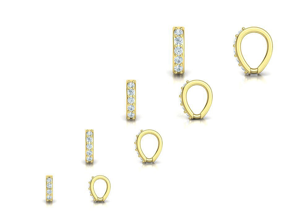DIAMOND BAILS PACKAGE 4 different size for Pendants Necklaces 3D print model_7