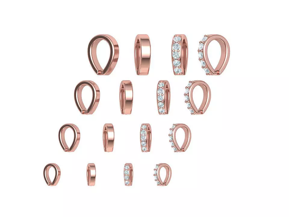 DIAMOND BAILS PACKAGE 4 different size for Pendants Necklaces 3D print model_0