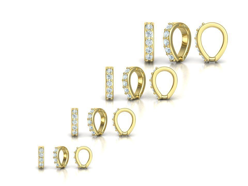 DIAMOND BAILS PACKAGE 4 different size for Pendants Necklaces 3D print model_6