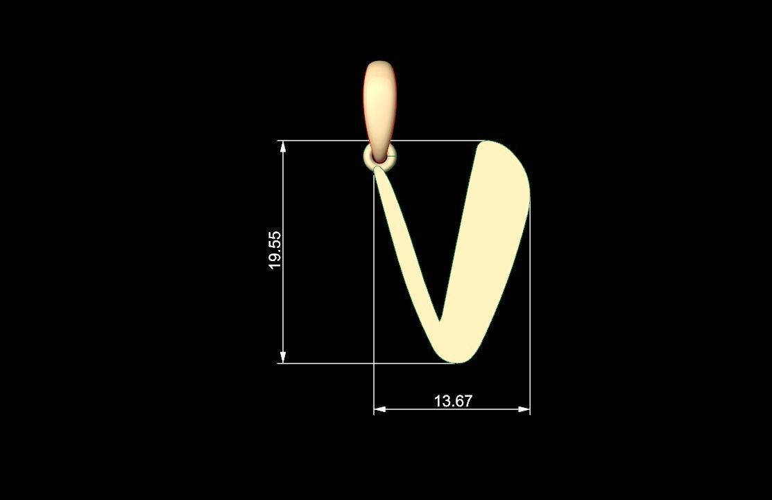 Initial Letters Pendant The Historich V 3D print model_4