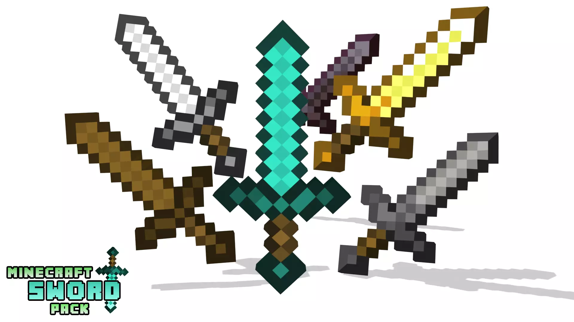 Minecraft Sword Pack Low-poly 3D model