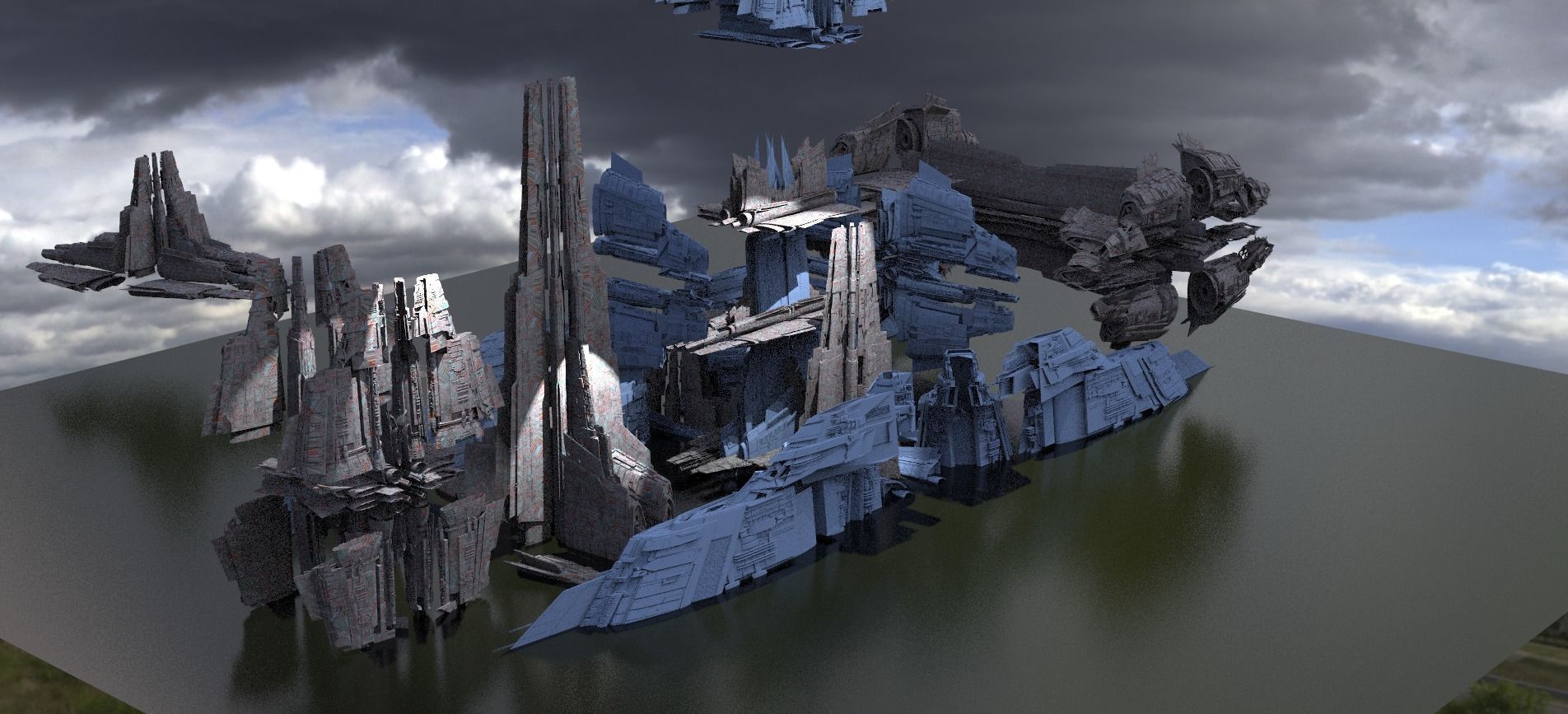 Stargate Pyramid City Ships 19 models 3D model_1
