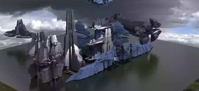Stargate Pyramid City Ships 19 models 3D model
