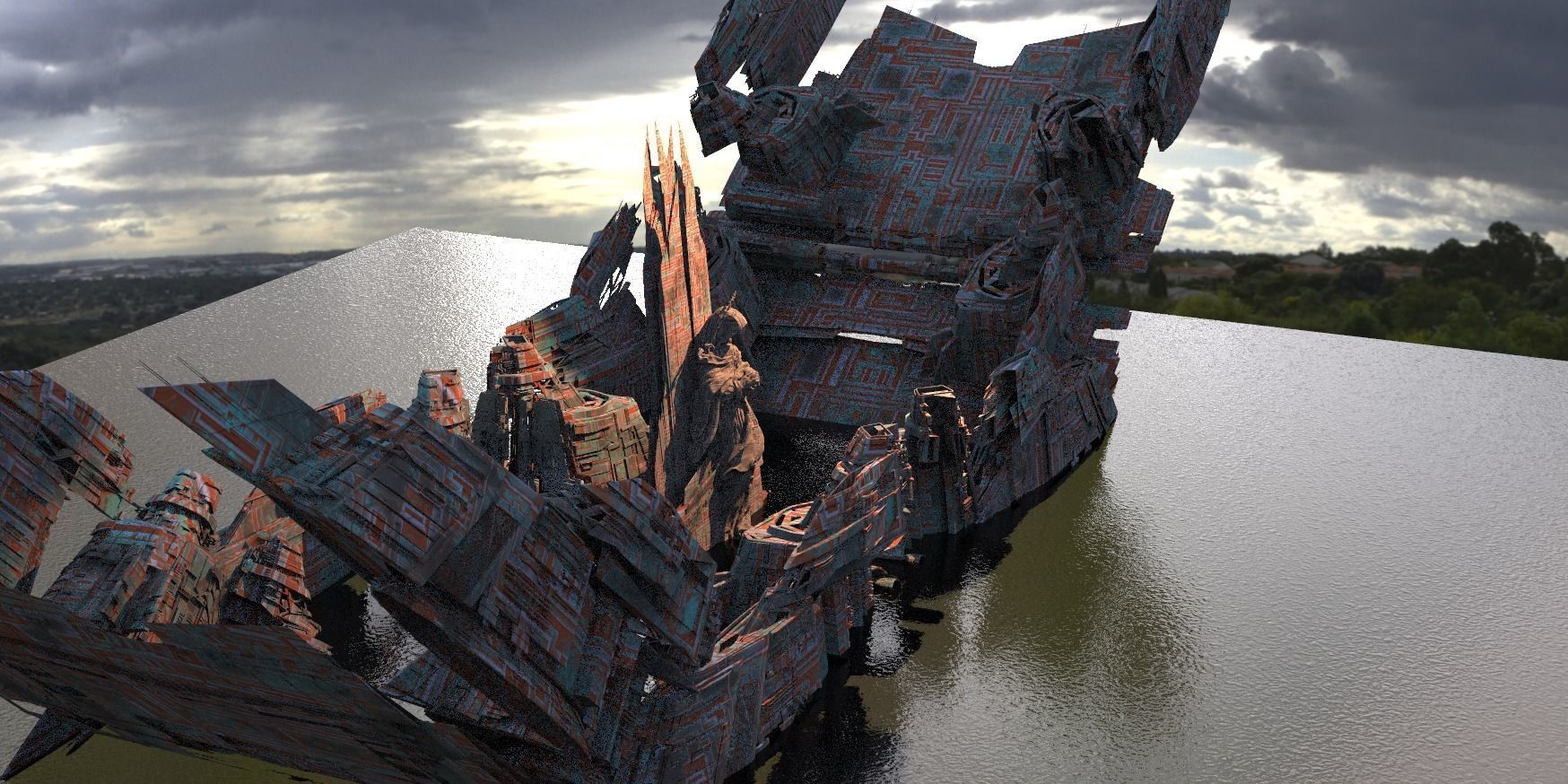 Stargate Pyramid Statue Temple  Gods 3D model_2