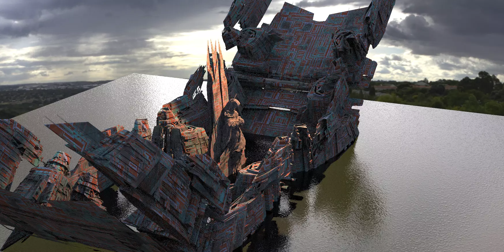 Stargate Pyramid Statue Temple  Gods 3D model_0