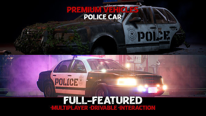 Police Car - Premium - Drivable and Interactable Low-poly 3D model