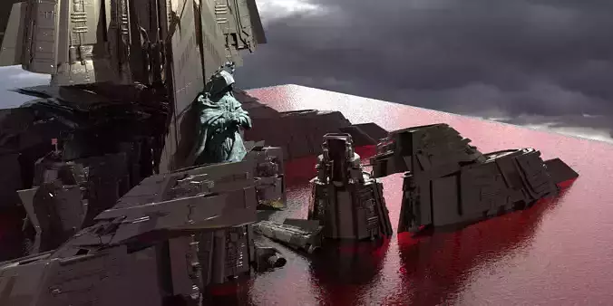 Stargate Pyramid City of Blood Kit bash Ship version 3D model