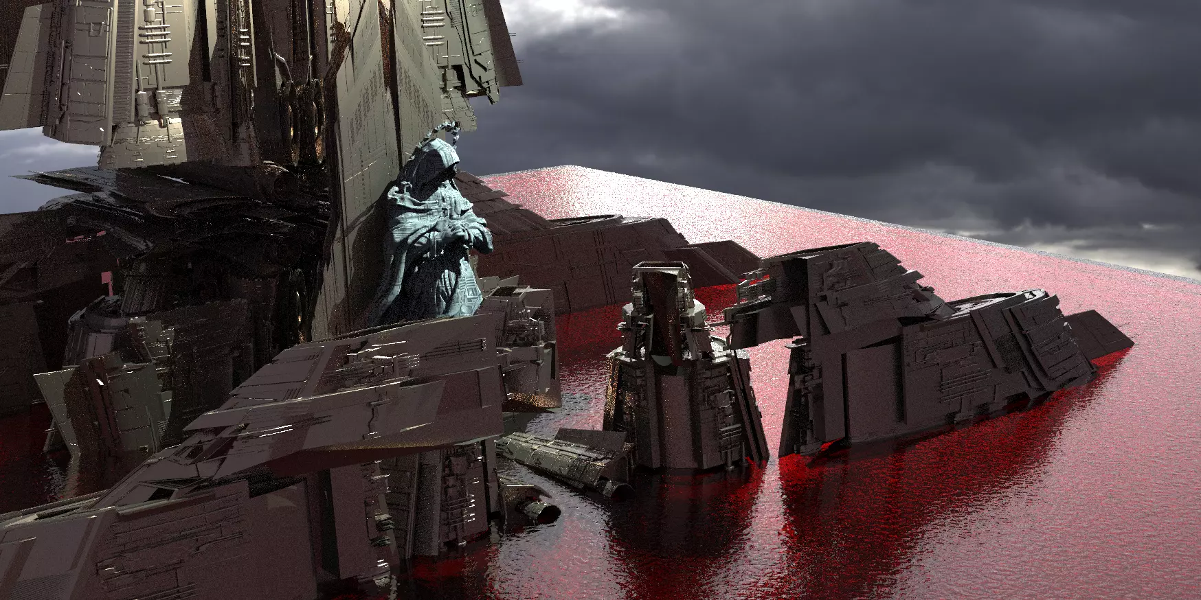 Stargate Pyramid City of Blood Kit bash Ship version 3D model_0