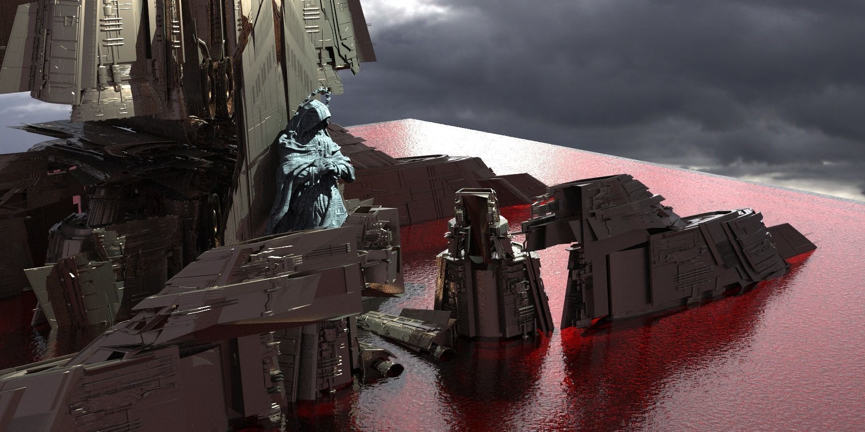 Stargate Pyramid City of Blood Kit bash Ship version 3D model_3