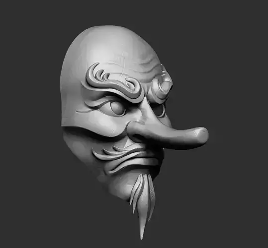 Tengu Mask Pendant Magnet  Oni Mask Samurai Mask 3D print model