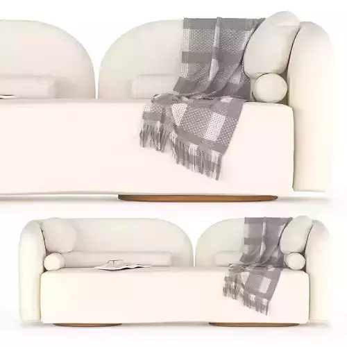Loft-Design Cream Modern Sofa with plaid