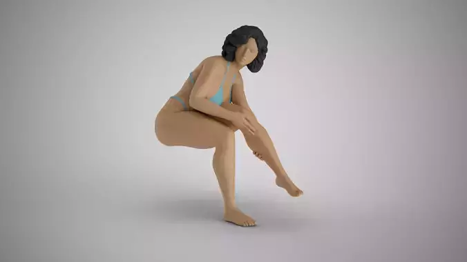 Girl Rubbing Her Leg 3D print model