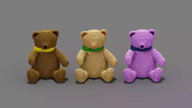 Voxel Bears Collection 3D Model