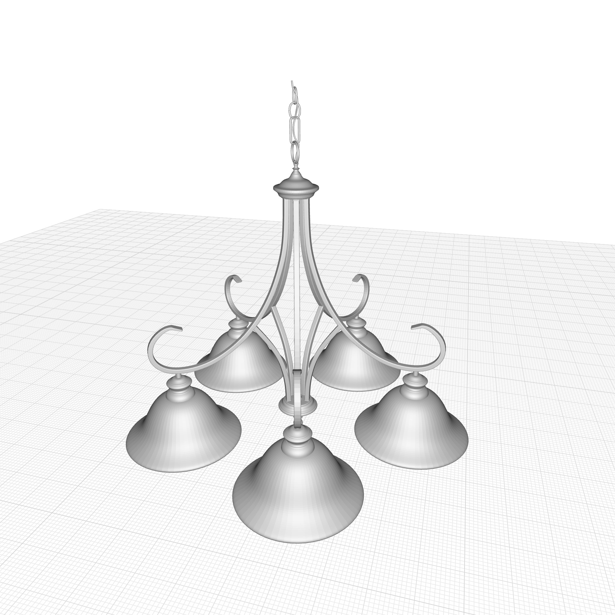 Ehmann 5 - Light Shaded Classic  Traditional Chandelier 3D model_2