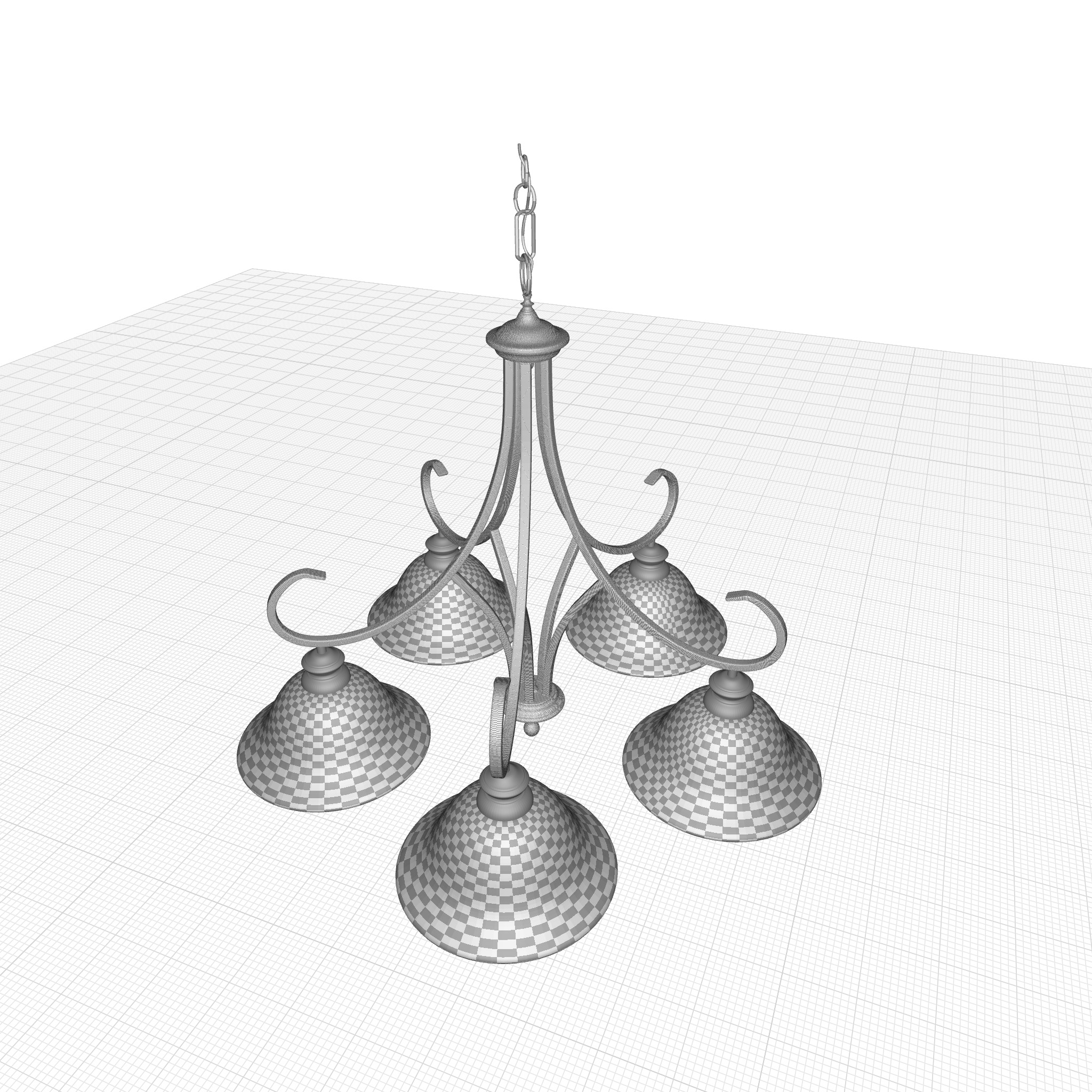 Ehmann 5 - Light Shaded Classic  Traditional Chandelier 3D model_4