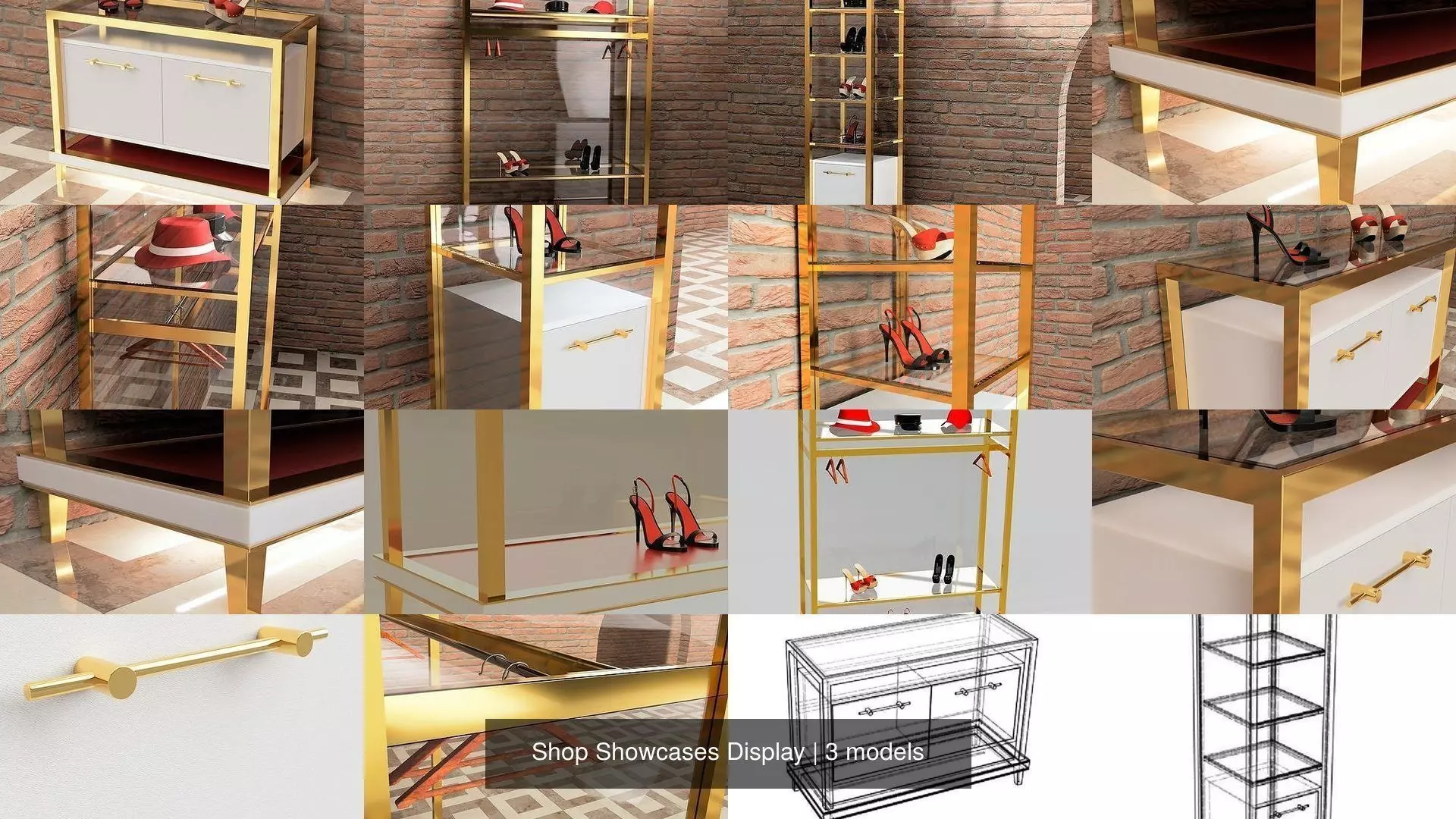 Shop Showcases Display 3D Model Collection_1