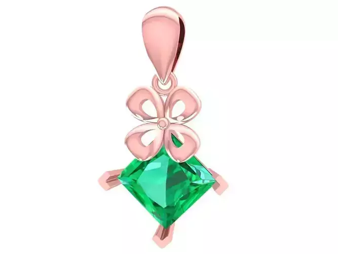 Elegant Bow Emerald Cut Pendant for Women 3048