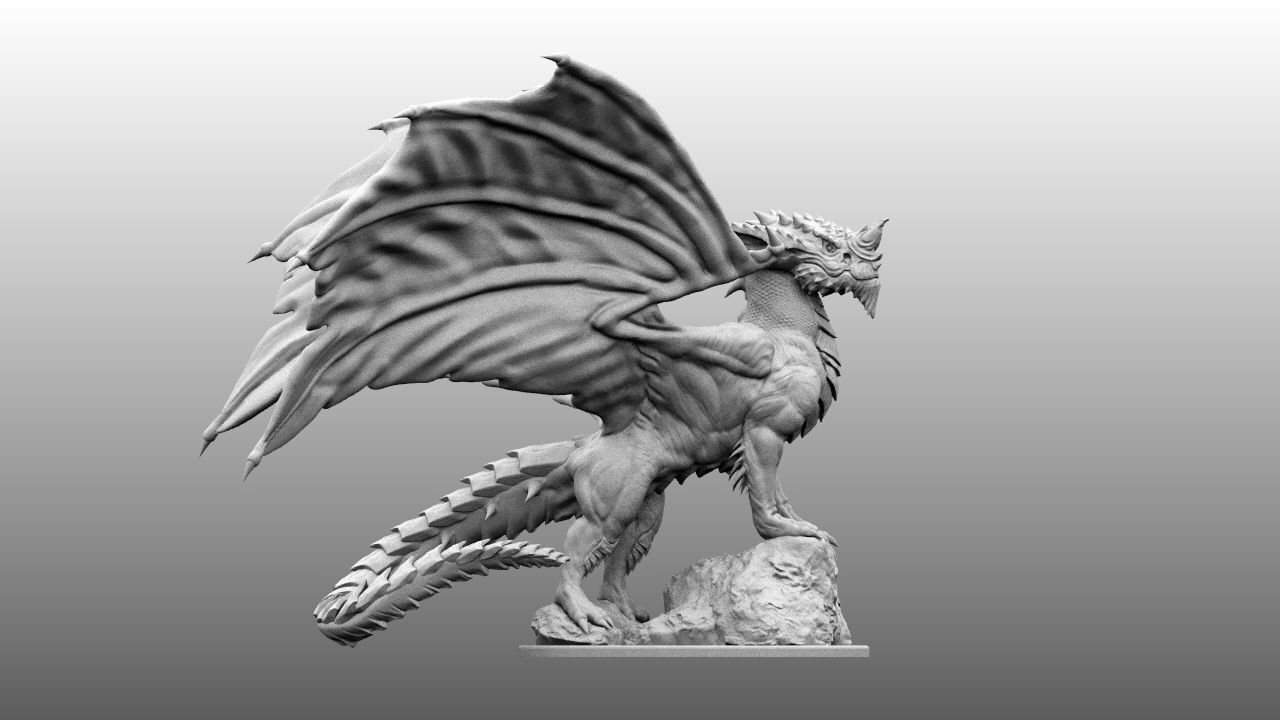4-Inch Base Gargantuan Blue Dragon 3D print model_12