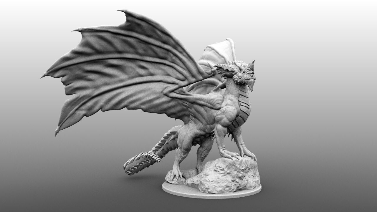 4-Inch Base Gargantuan Blue Dragon 3D print model_2