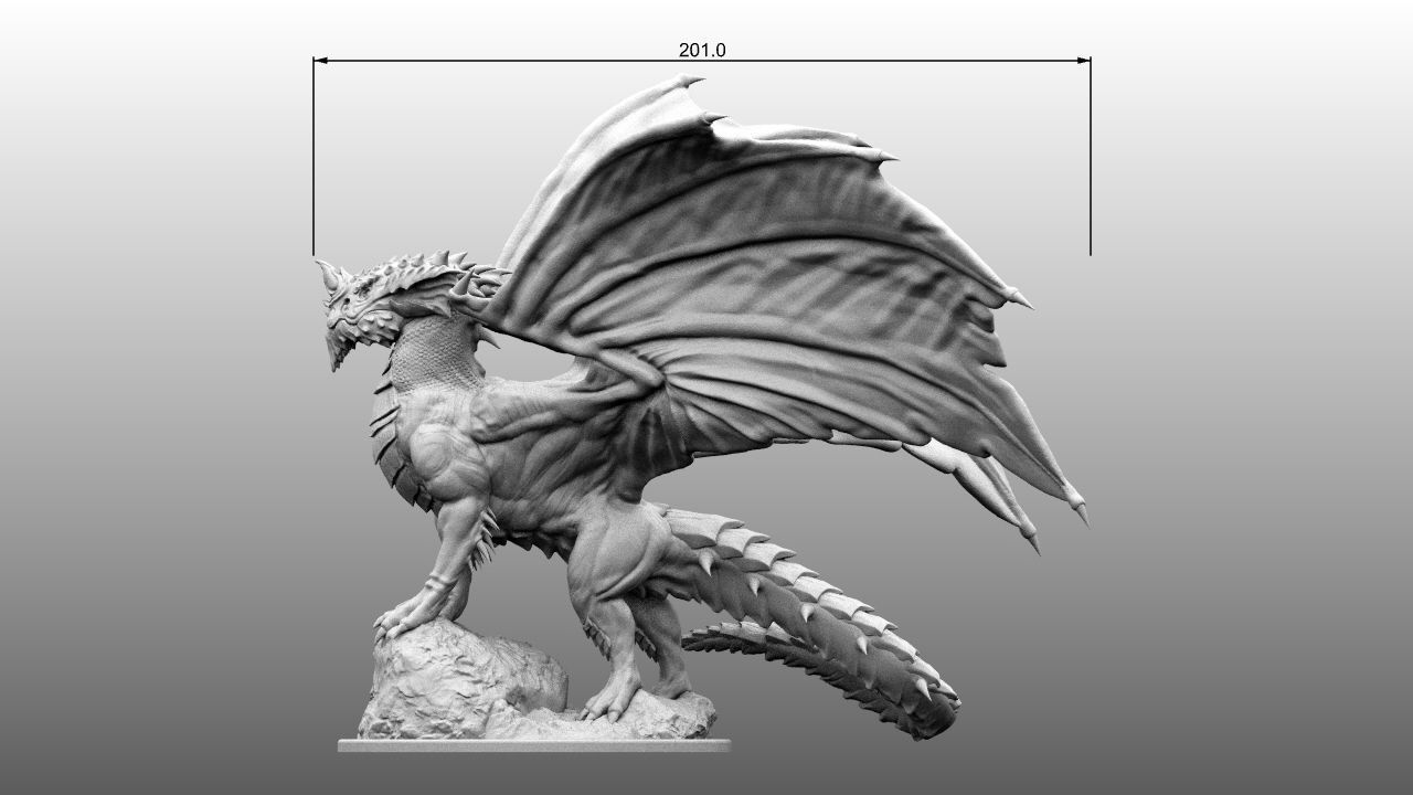 4-Inch Base Gargantuan Blue Dragon 3D print model_9
