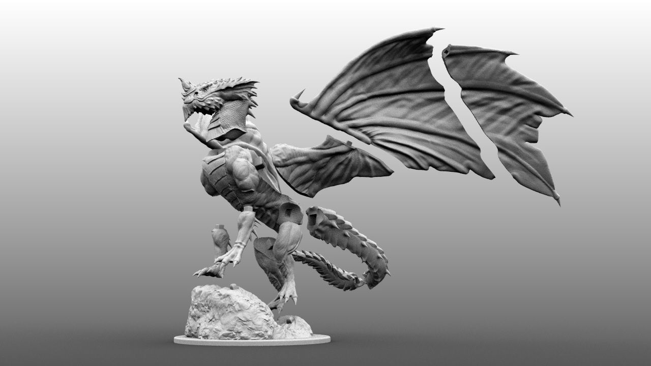 4-Inch Base Gargantuan Blue Dragon 3D print model_6