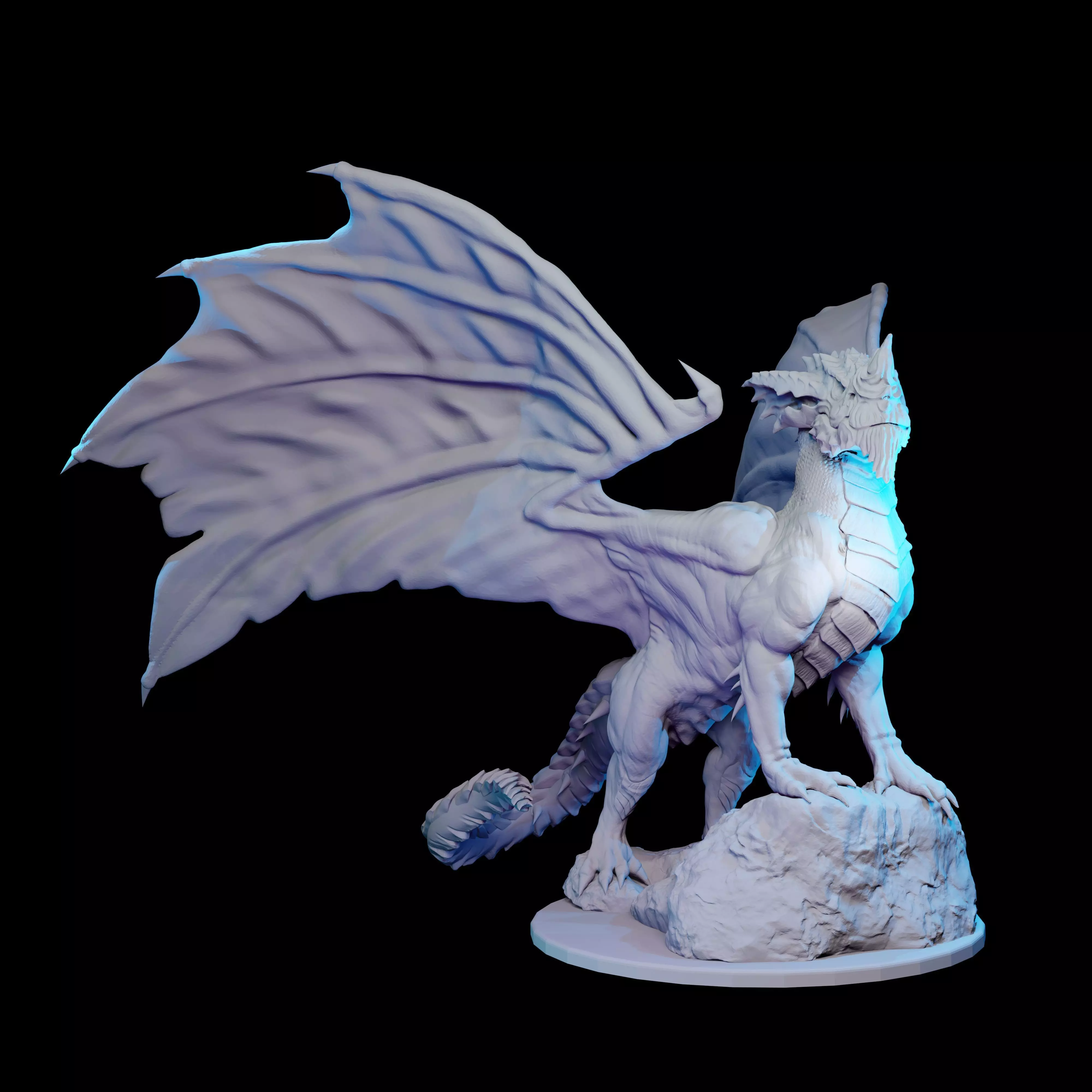 4-Inch Base Gargantuan Blue Dragon 3D print model_0