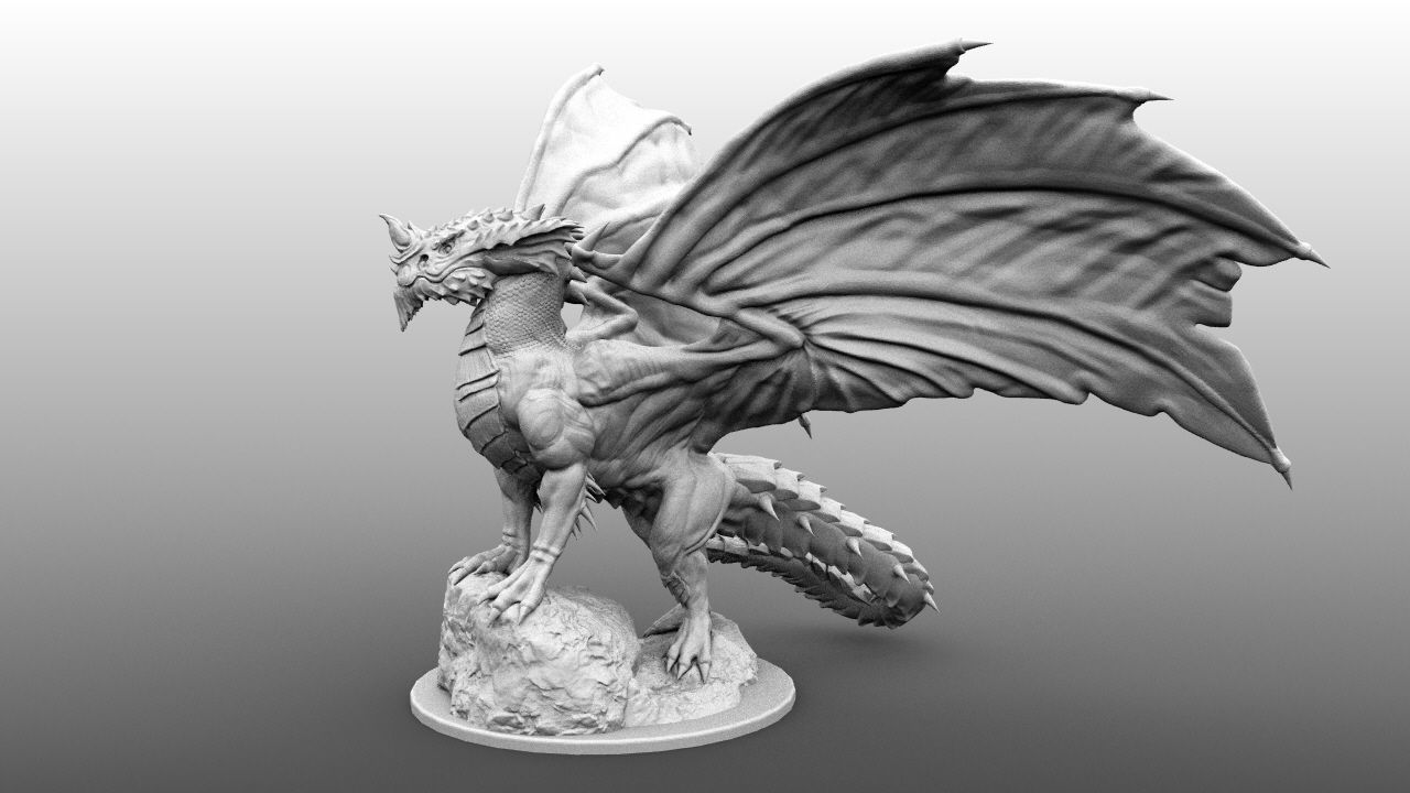 4-Inch Base Gargantuan Blue Dragon 3D print model_3