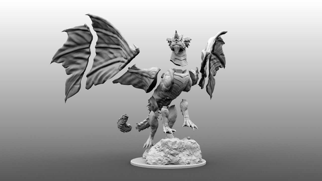 4-Inch Base Gargantuan Blue Dragon 3D print model_5