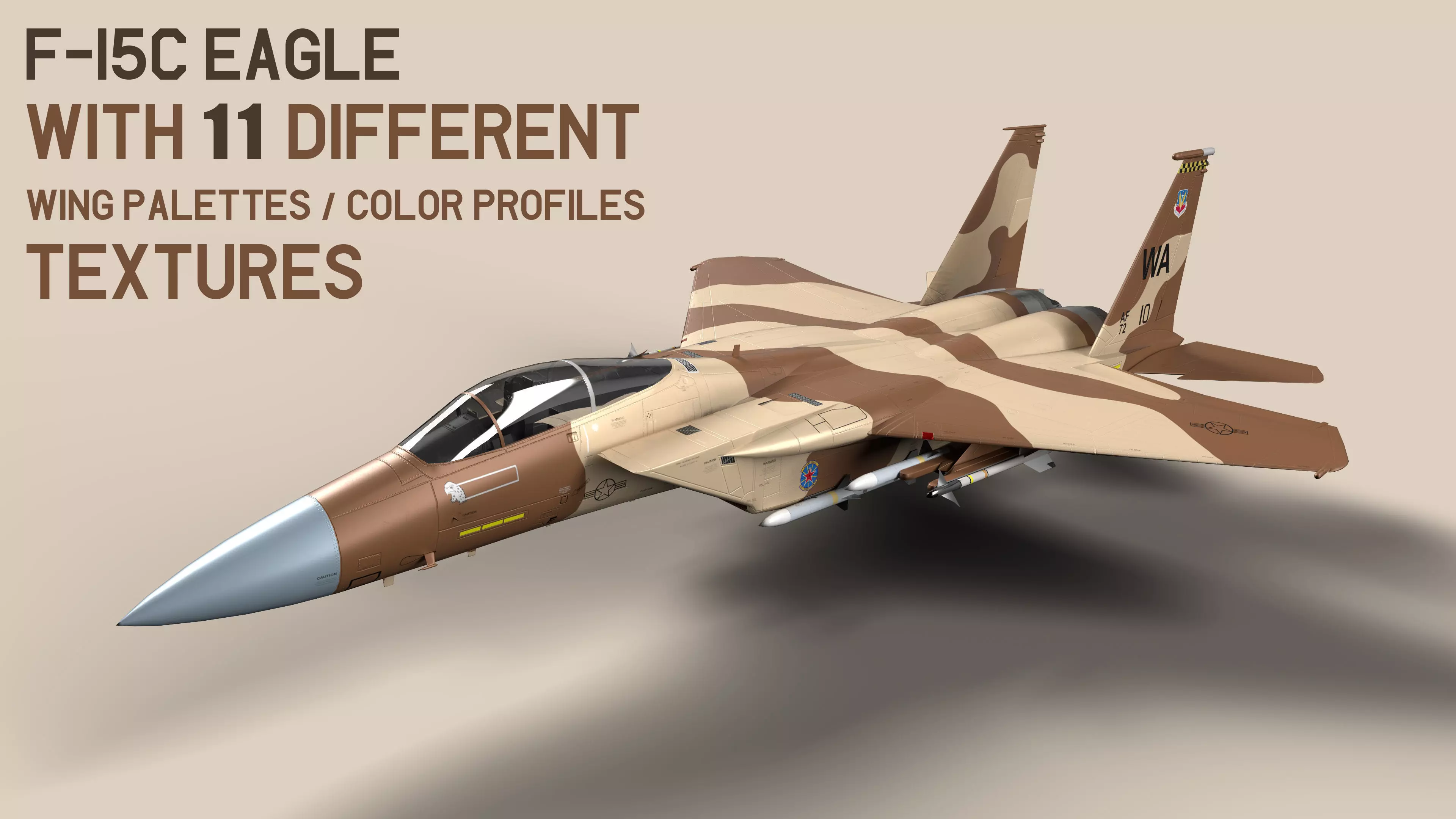 F-15 Eagle With 11 Different Textures Low-poly 3D model_0