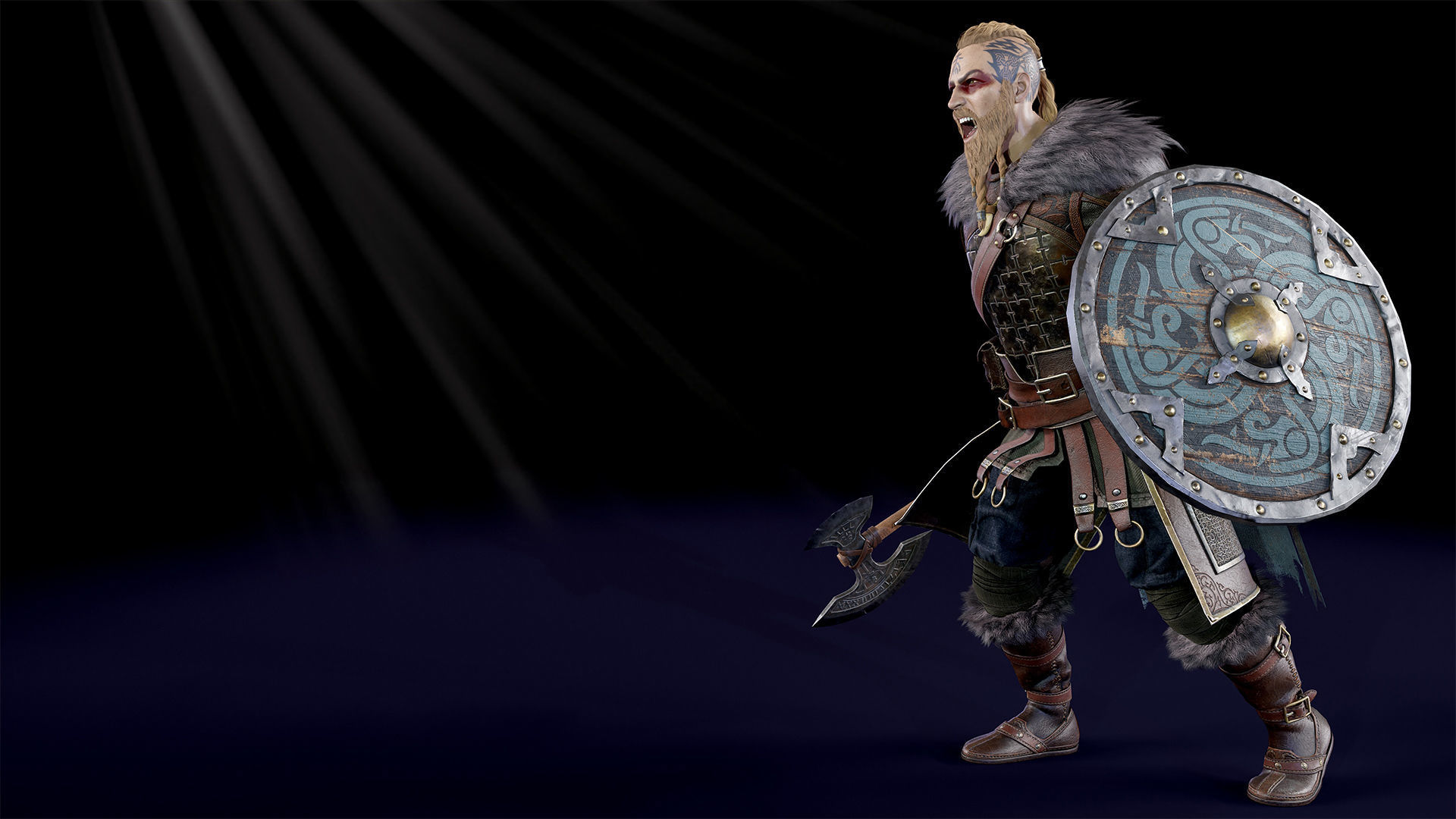 Viking warrior Low-poly 3D model_6