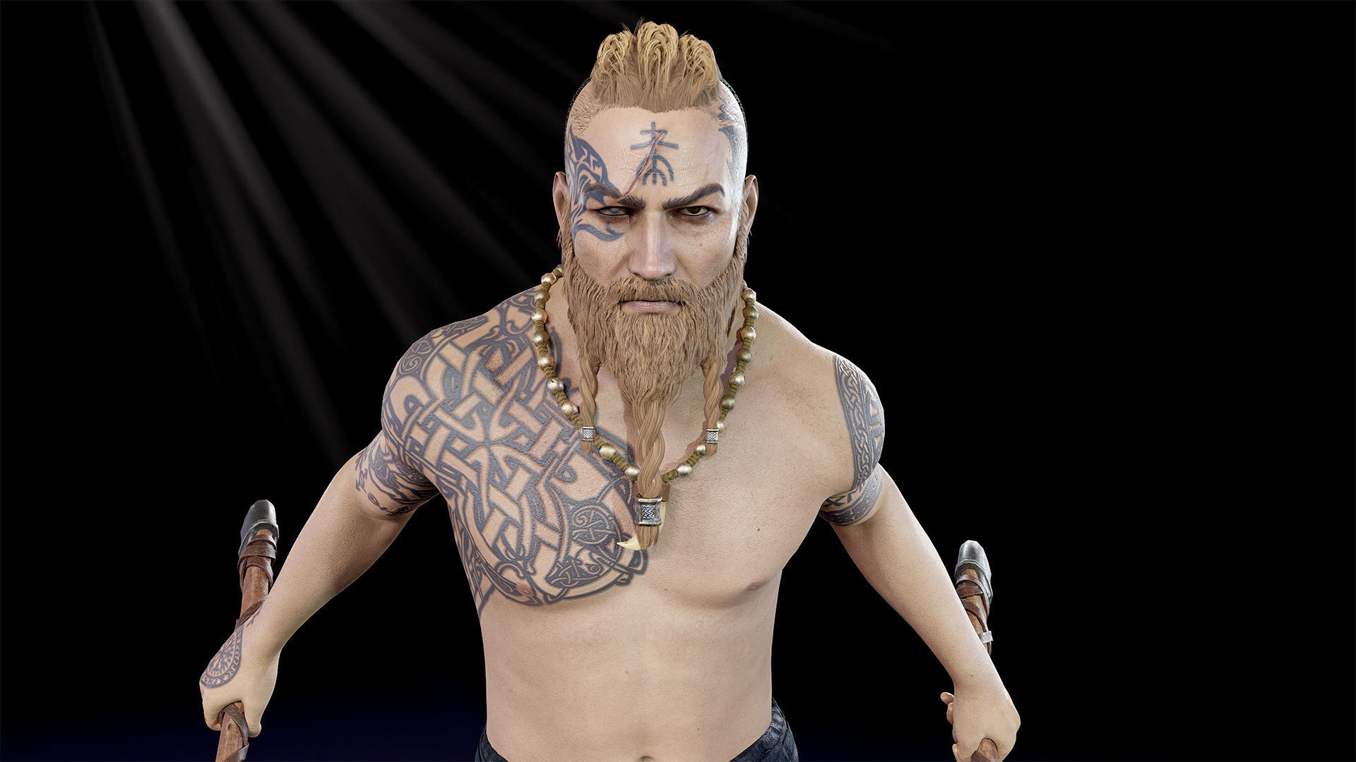 Viking warrior Low-poly 3D model_11