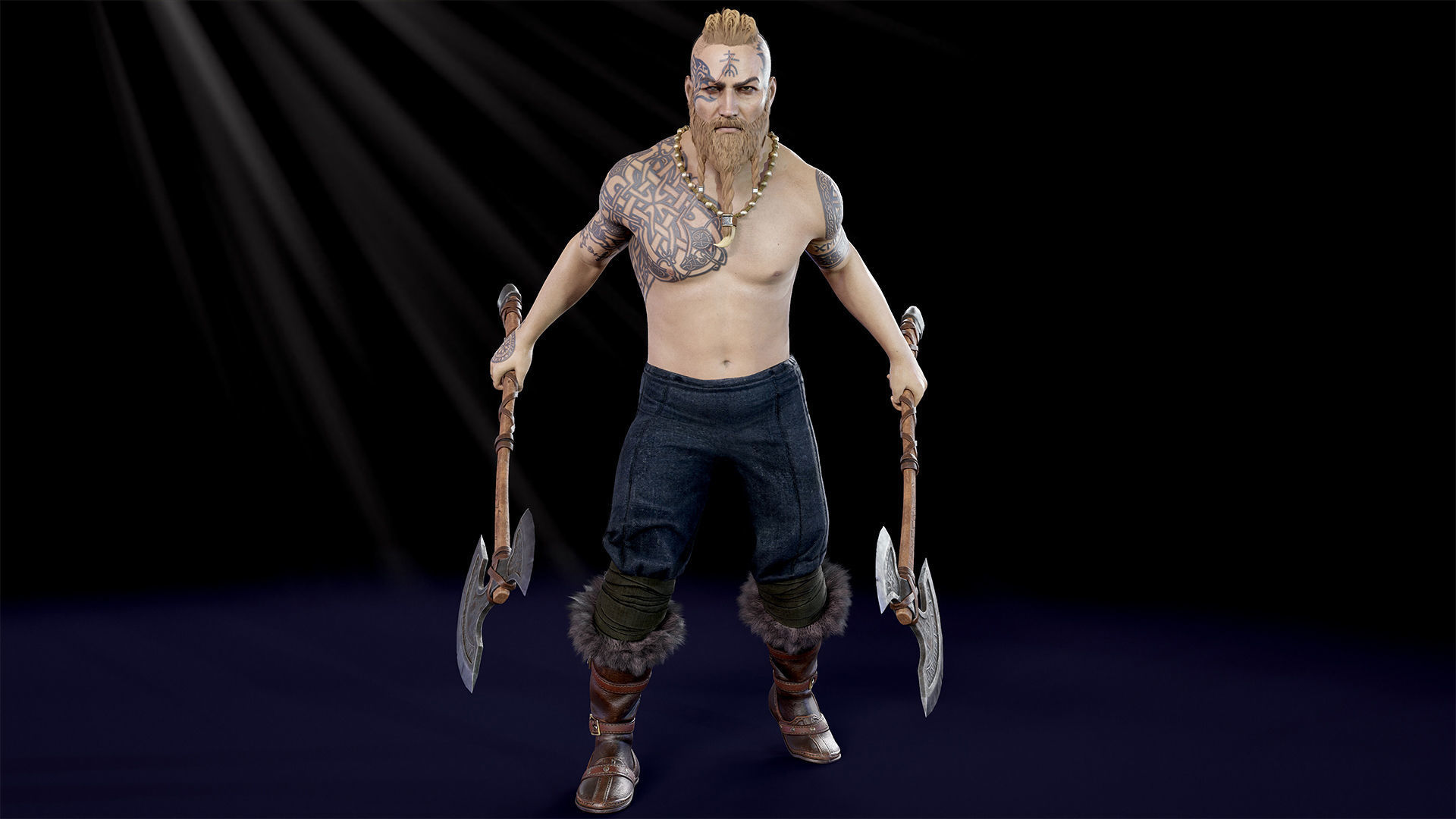 Viking warrior Low-poly 3D model_10
