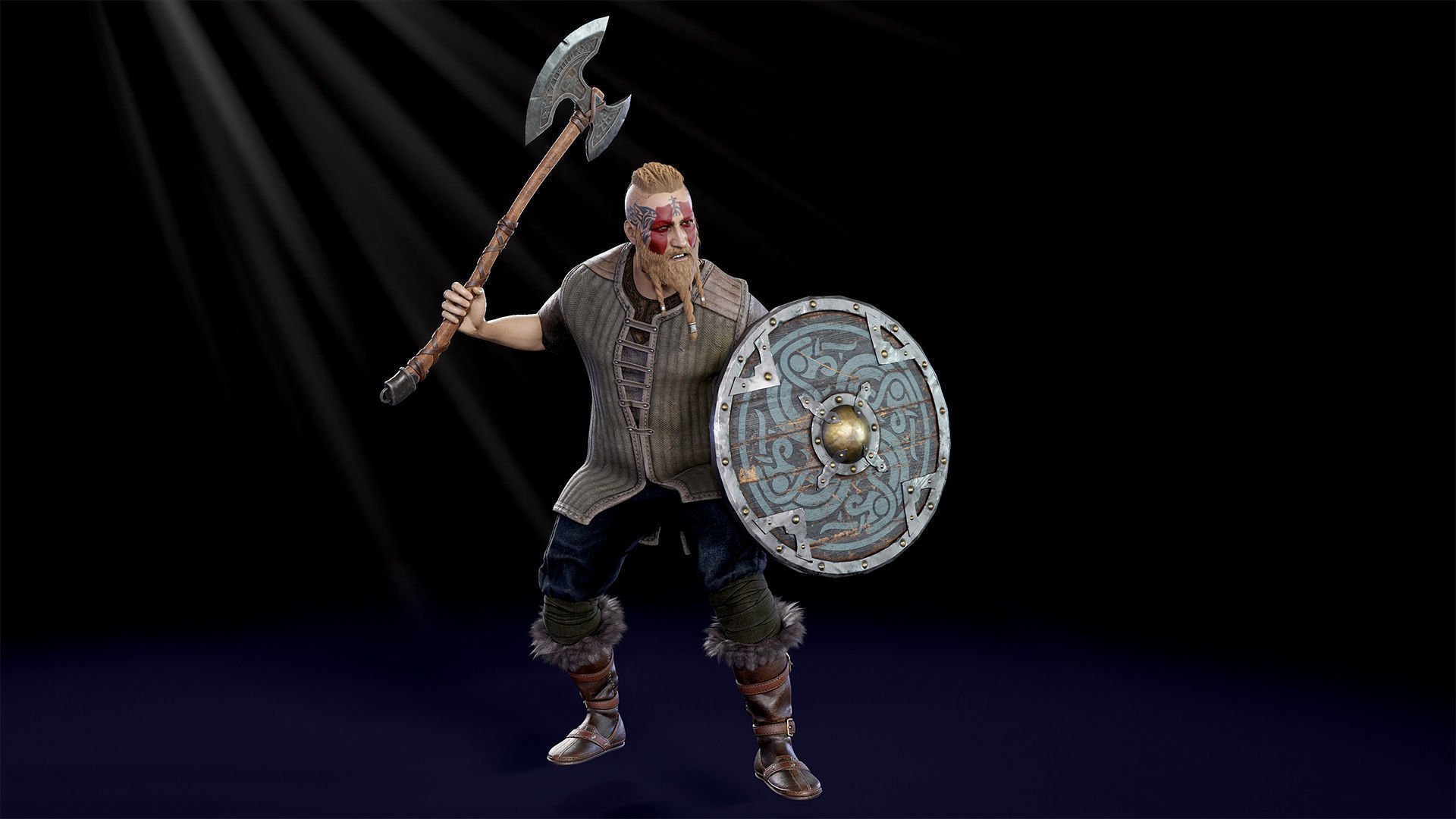 Viking warrior Low-poly 3D model_8