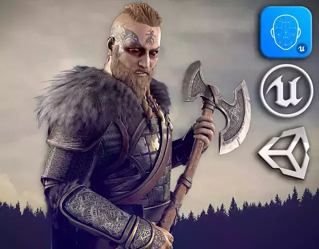 Viking warrior Low-poly 3D model