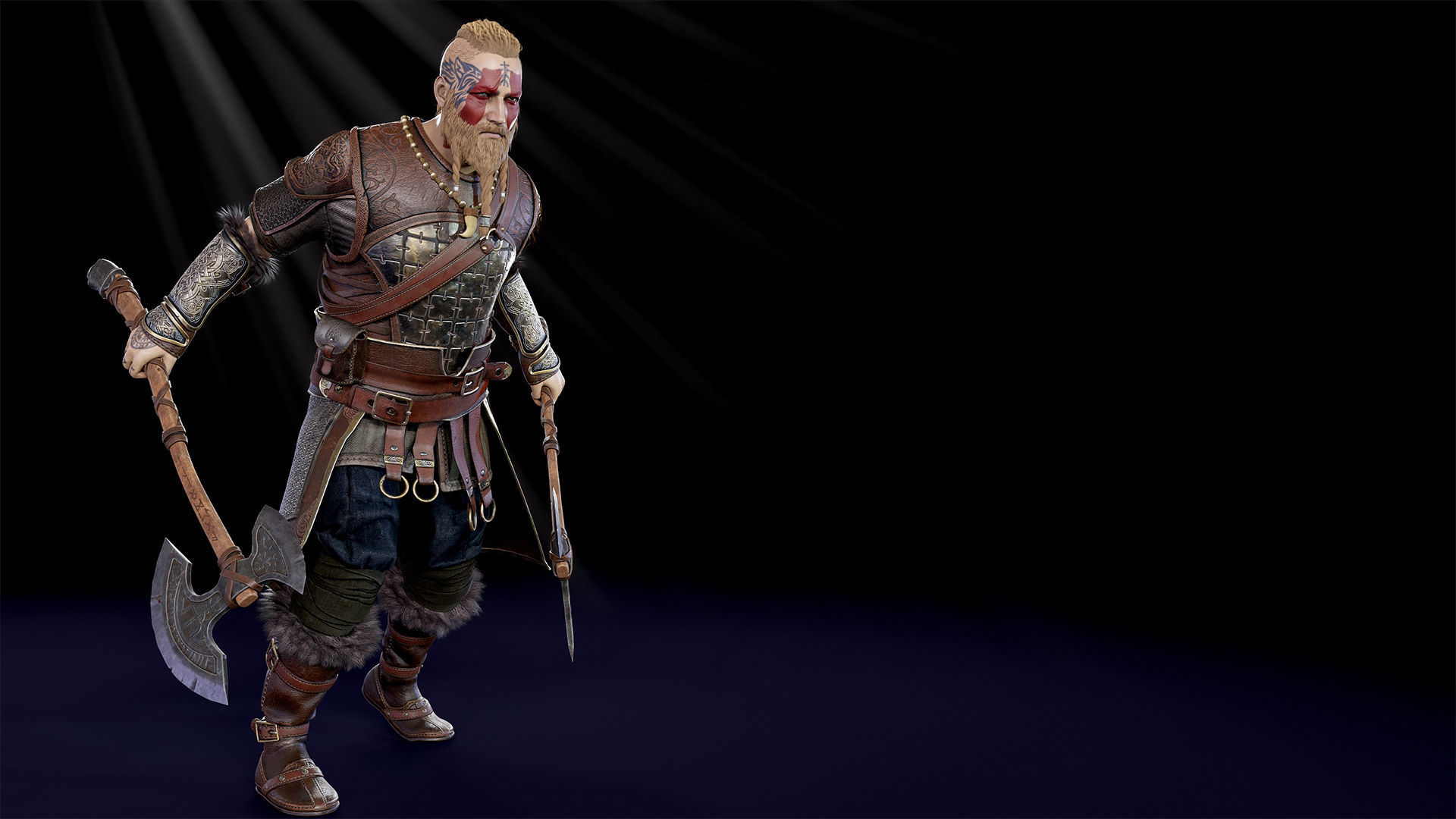 Viking warrior Low-poly 3D model_9