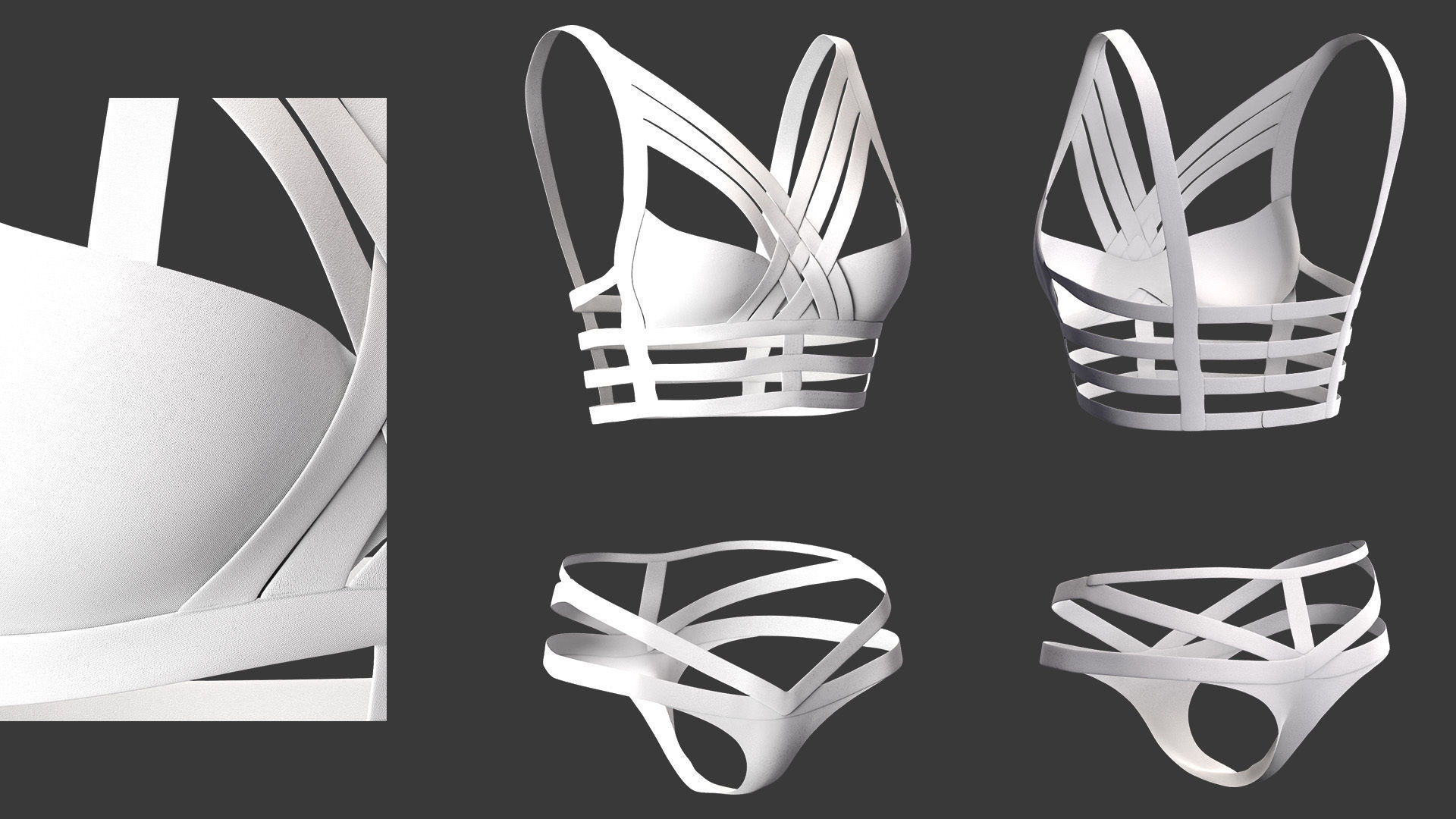 15 women bikinis and underwear Low-poly 3D model_15
