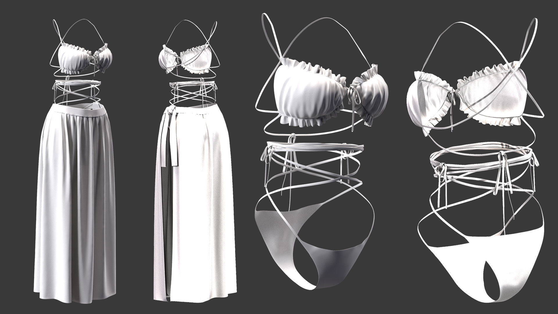 15 women bikinis and underwear Low-poly 3D model_3