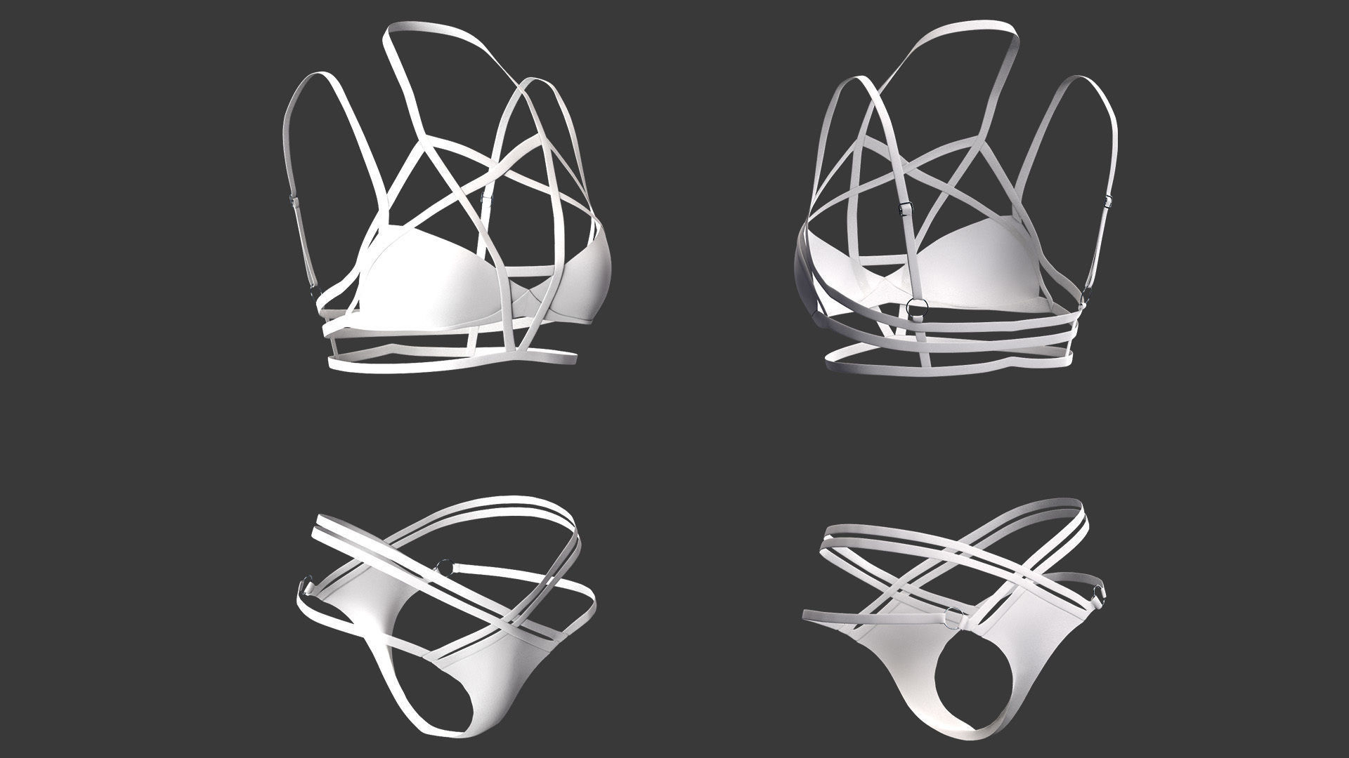15 women bikinis and underwear Low-poly 3D model_12