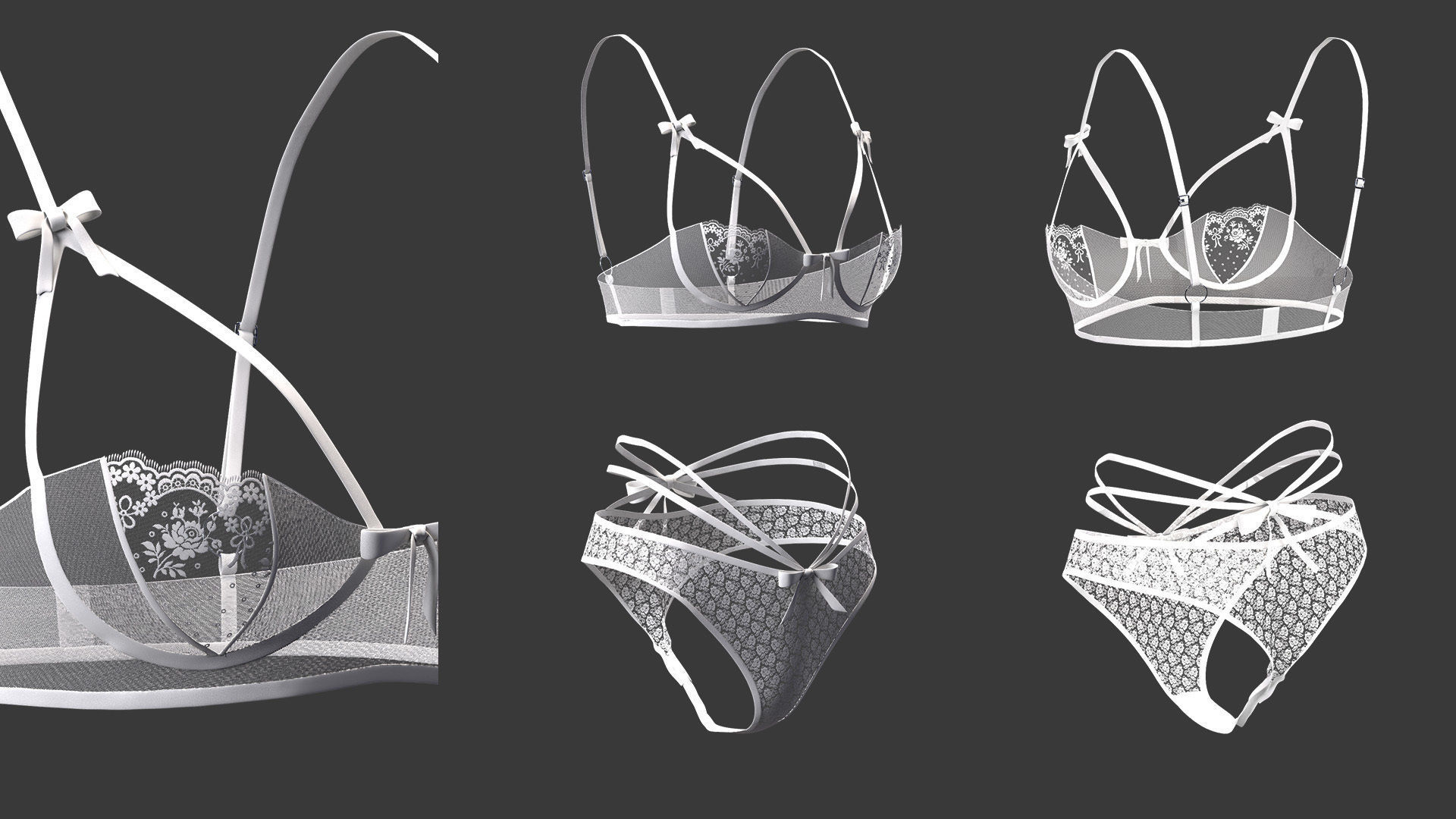 15 women bikinis and underwear Low-poly 3D model_7