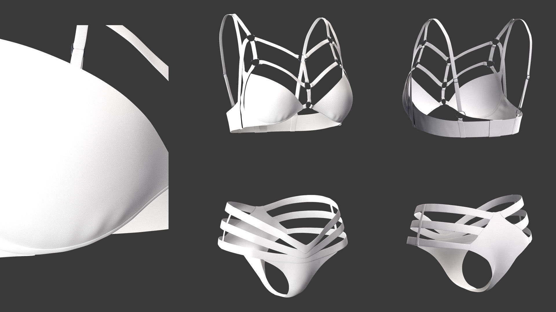 15 women bikinis and underwear Low-poly 3D model_14