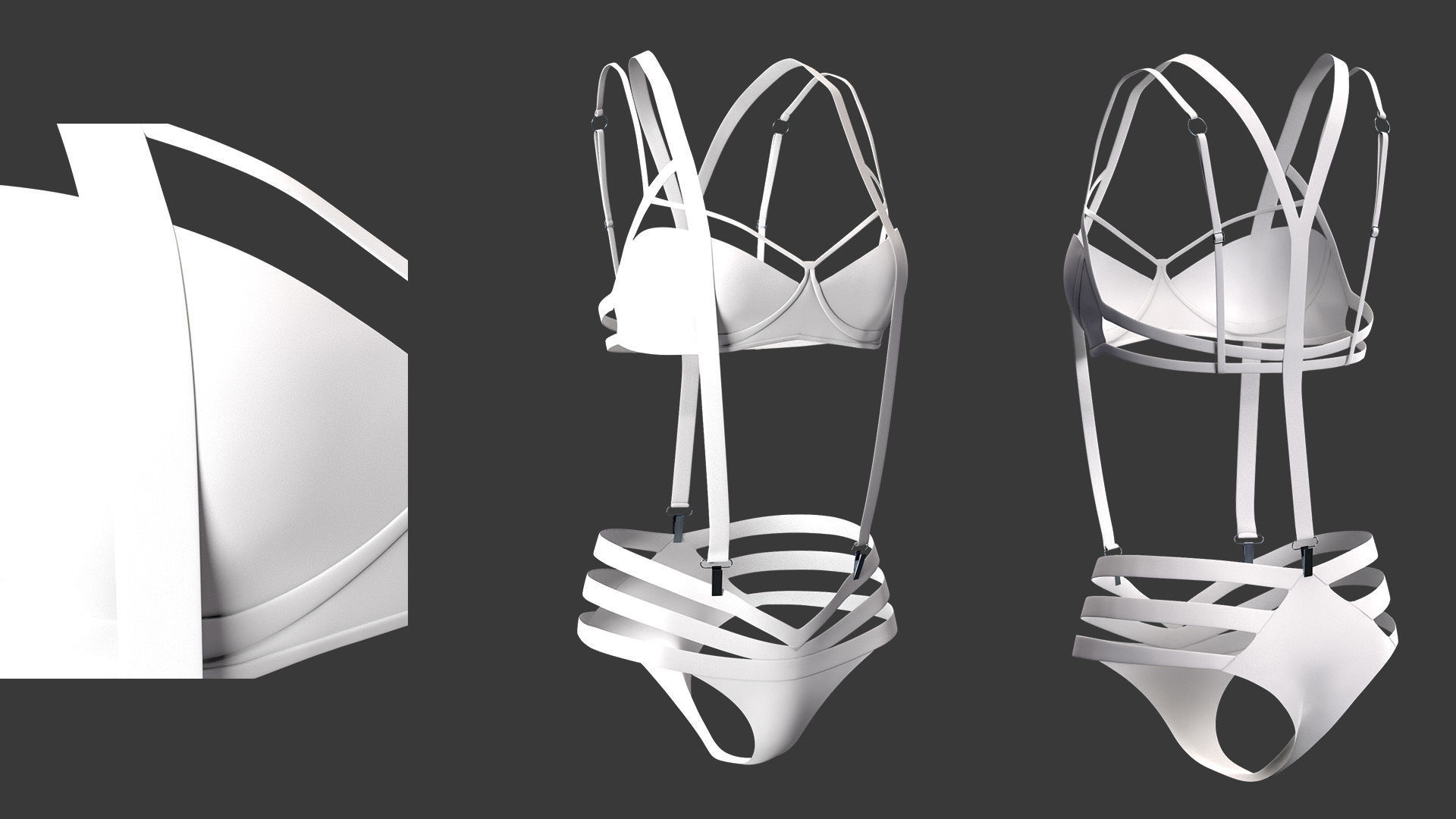 15 women bikinis and underwear Low-poly 3D model_11