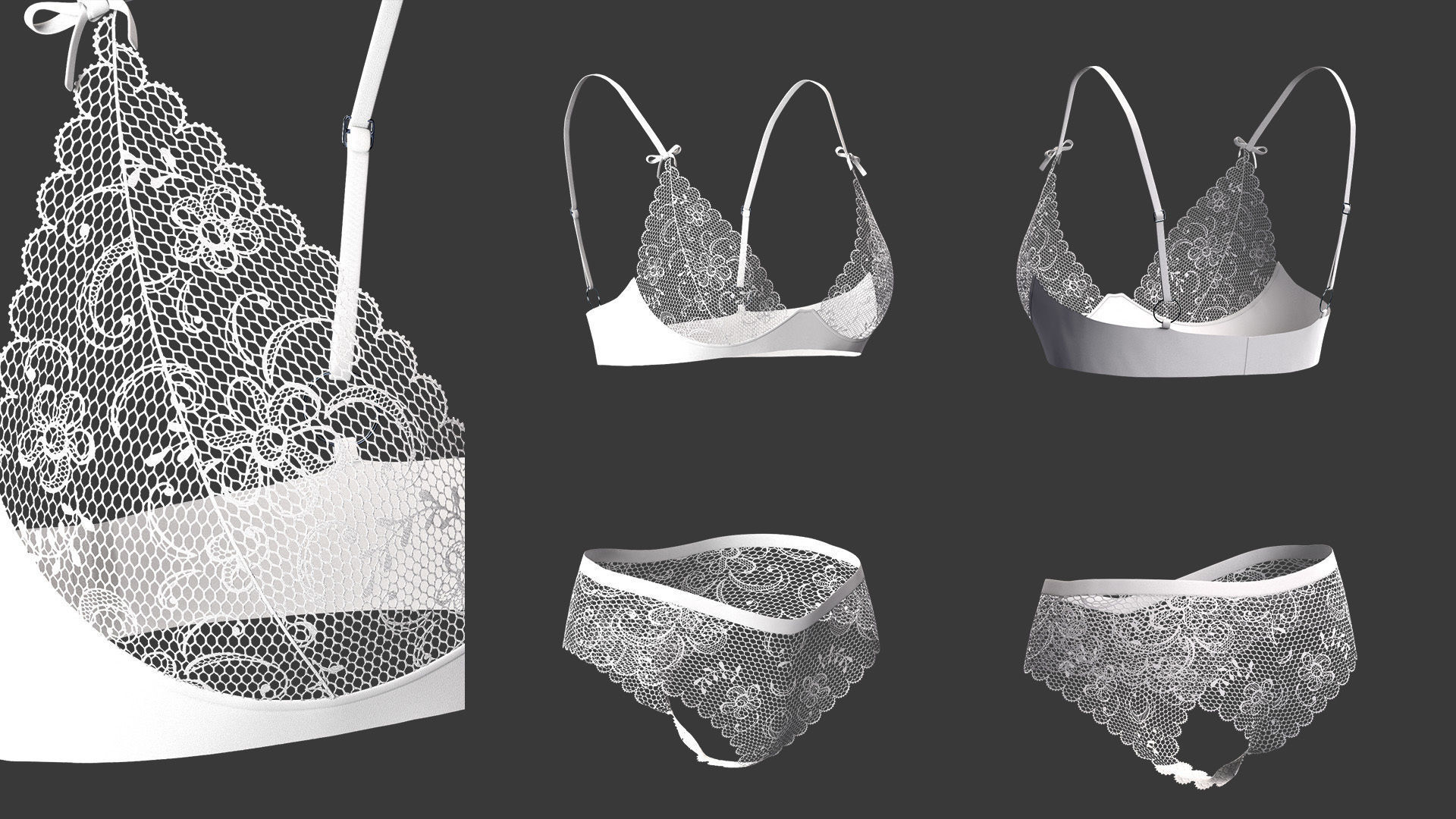 15 women bikinis and underwear Low-poly 3D model_6