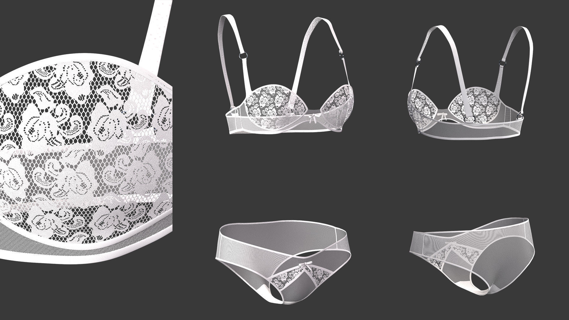 15 women bikinis and underwear Low-poly 3D model_8