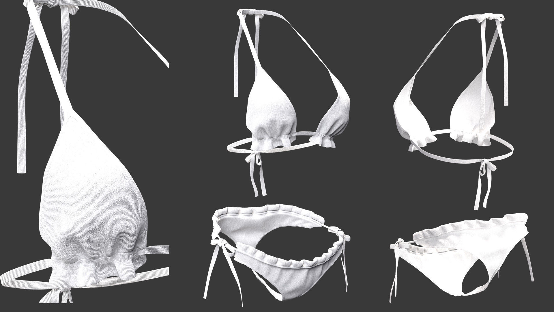 15 women bikinis and underwear Low-poly 3D model_10