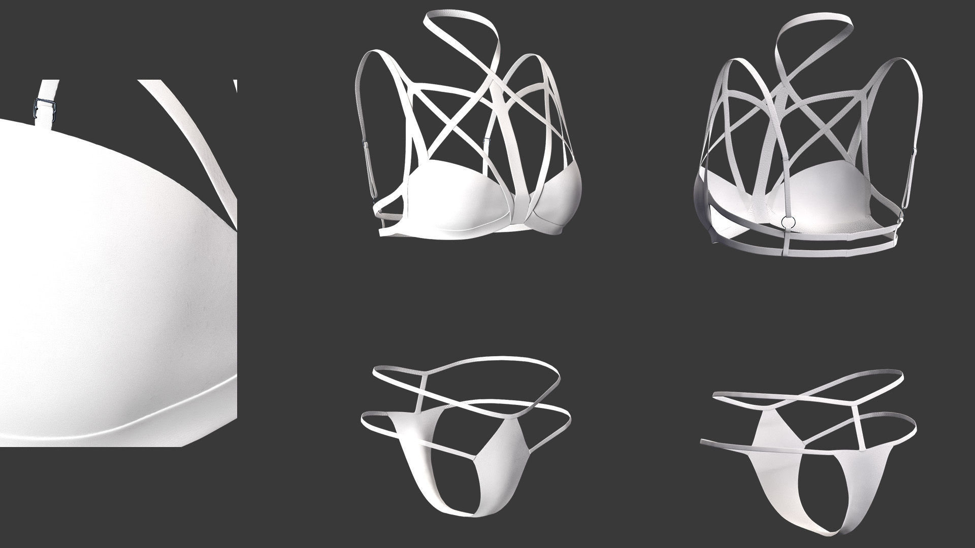 15 women bikinis and underwear Low-poly 3D model_13