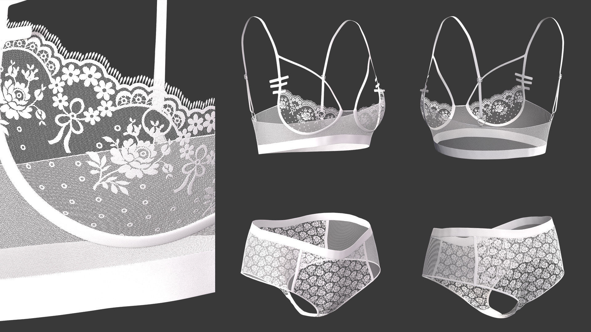 15 women bikinis and underwear Low-poly 3D model_5