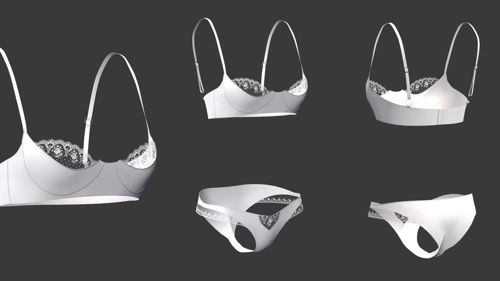 15 women bikinis and underwear Low-poly 3D model_9